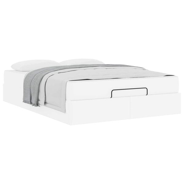 vidaXL Estrutura de cama com colch&atilde;o com colch&atilde;o 2 pcs Branco PVC