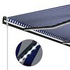 vidaXL Toldo retr&aacute;til c/ sensor de vento e LED 500x300 cm azul e branco