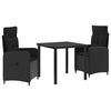 vidaXL Conjunto de Jantar para Exterior 3 unid. Preto vime PE