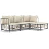vidaXL 4 pcs conjunto lounge de jardim c/ almofad&otilde;es vime PE antracite