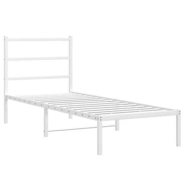 vidaXL Estrutura de cama sem colch&atilde;o com cabeceira 75x190 cm branco