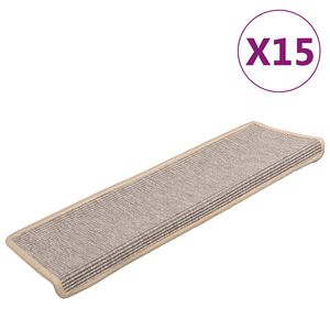 vidaXL Tapetes de escada 15 pe&ccedil;as 65x21x4 cm prateados com borda retangular