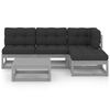 vidaXL 5 pcs conjunto lounge de jardim c/ almofad&otilde;es pinho maci&ccedil;o