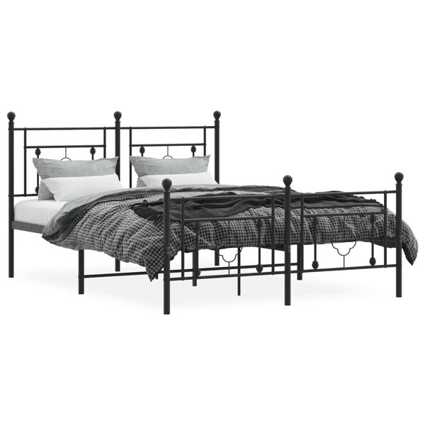 vidaXL Estrutura de cama com cabeceira e p&eacute;s 140x190 cm metal preto