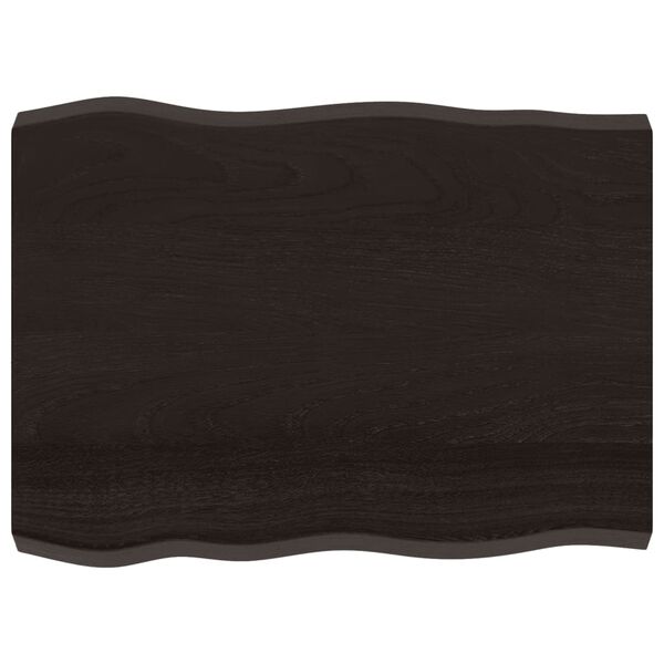 vidaXL Tampo de mesa com bordas vivas maciço tratado castanho-escuro