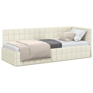 vidaXL Estrutura de Cama de Canto Creme 80 x 200 cm Veludo