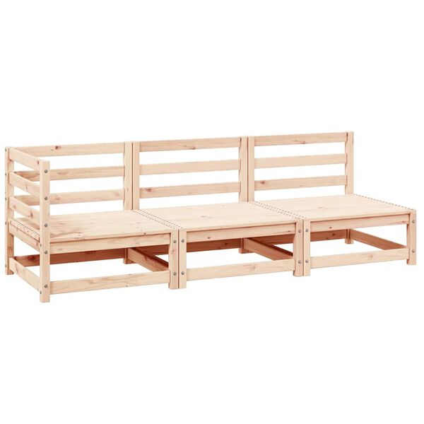 vidaXL 3 pcs conjunto lounge de jardim pinho maciço