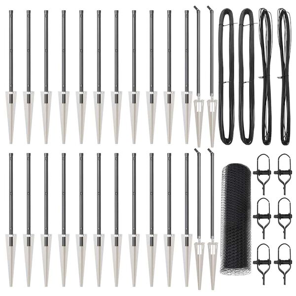 vidaXL Poste de Cerca Cinzeto 50 x 0,8 m (malha de 25 mm) Aço e PVC