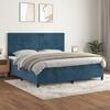 vidaXL Cama com molas/colch&atilde;o 200x200 cm veludo azul-escuro