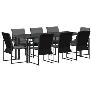 vidaXL Conjunto de Jantar para Jardim 9 unid. Preto e Anthracite