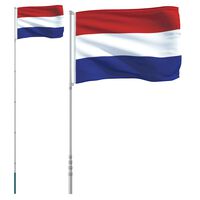 vidaXL Bandeira dos Países Baixos e mastro 5,55 m alumínio