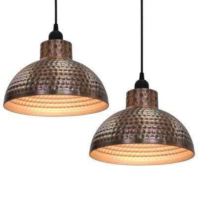 vidaXL Lâmpadas de teto, 2 pçs semi-esféricas, cobre