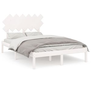 vidaXL Estrutura cama pequena casal 120x190 cm pinho maci&ccedil;o branco
