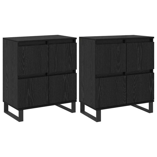 vidaXL Buffet 2 pcs Carvalho Preto 60 x 35 x 70 cm