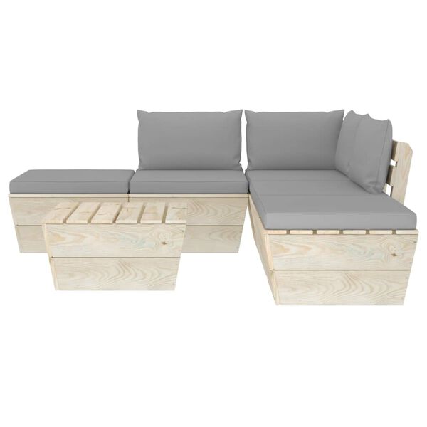 vidaXL 6 pcs conjunto lounge de paletes + almofad&otilde;es madeira de abeto
