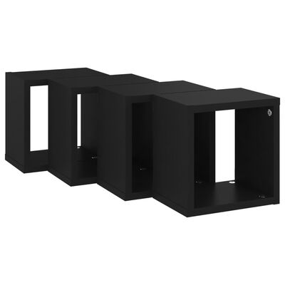vidaXL Prateleiras de parede em forma de cubo 4 pcs 22x15x22 cm preto