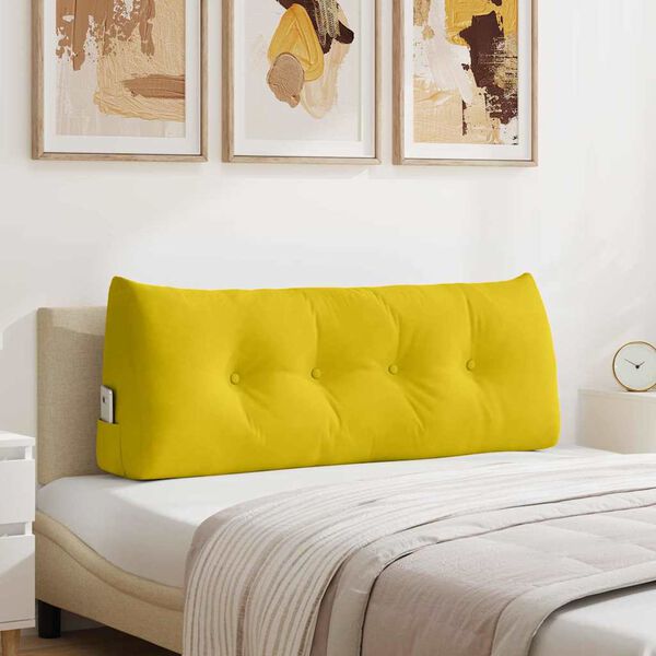 vidaXL Travesseiro para Costas Amarelo 120 x 24 x 50 cm Veludo