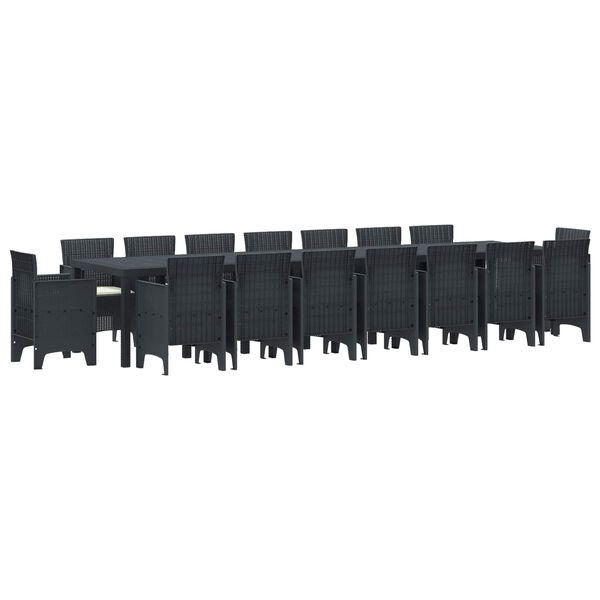 vidaXL Conjunto de Jantar para Jardim com Almofadas 17 pcs Antracite