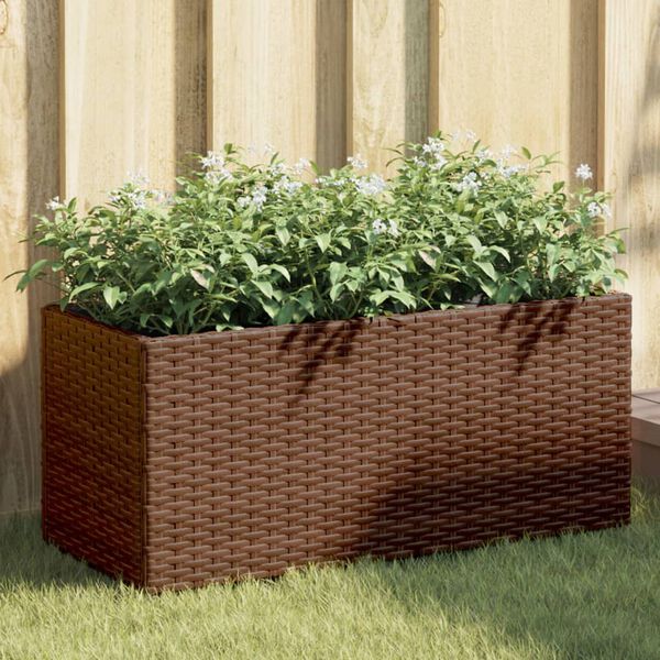 vidaXL Canteiro jardim com 2 vasos 2pcs 72x30x32 cm vime PE castanho
