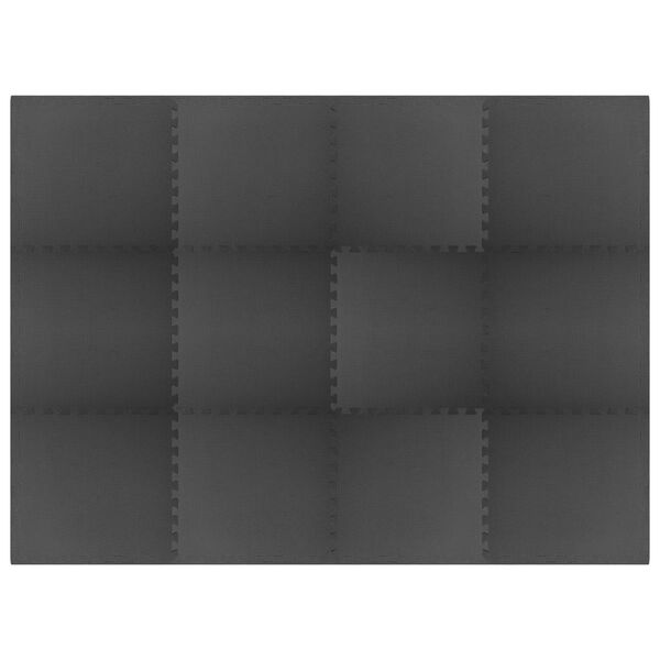 vidaXL Tapetes de chão 12 pcs 4,32 ㎡ espuma de EVA preto