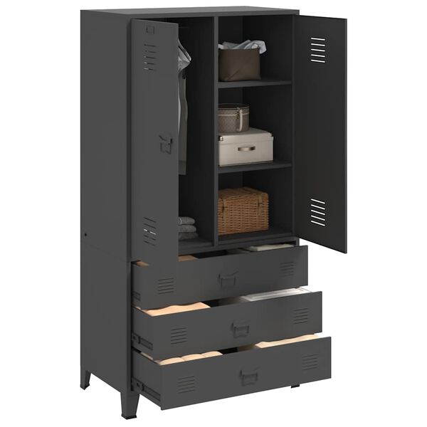 vidaXL Roupeiro industrial 90x50x180 cm metal antracite