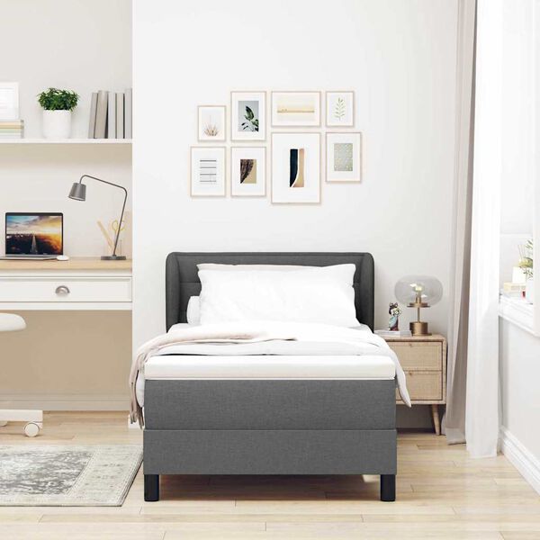 vidaXL Cama Box com colch&atilde;o Cinzento escuro 80 x 200 cm tecido