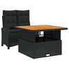 vidaXL 2 pcs conjunto de jantar p/ jardim c/ almofad&otilde;es vime PE preto