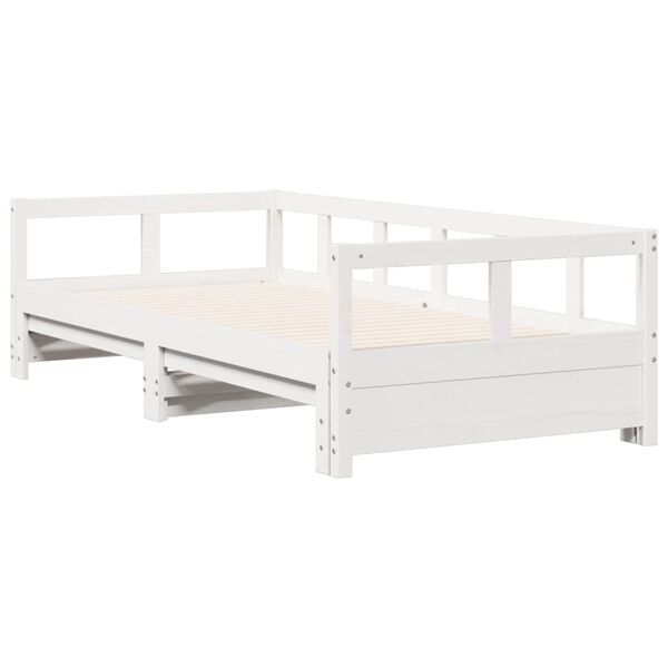 vidaXL Sofá-cama sem colchão 90x190 cm madeira de pinho maciça branco