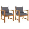 vidaXL Cadeiras jardim 2 pcs c/ almofad&otilde;es cinza-escuro ac&aacute;cia maci&ccedil;a