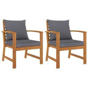 vidaXL Cadeiras jardim 2 pcs c/ almofad&otilde;es cinza-escuro ac&aacute;cia maci&ccedil;a