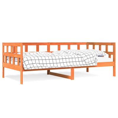 vidaXL Sofá-cama 90x190 cm madeira de pinho maciça castanho cera