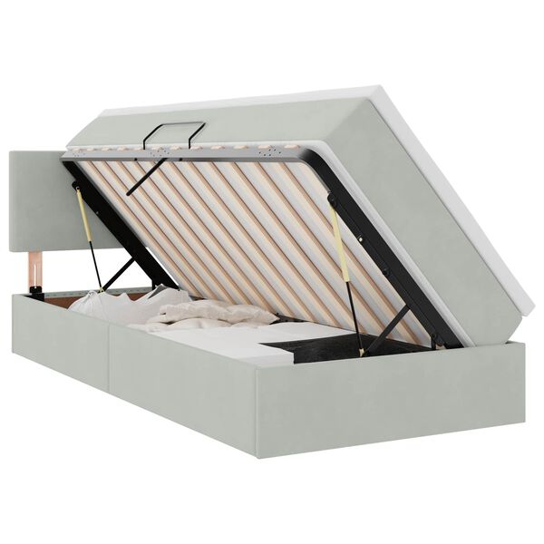 vidaXL Cama com Armazenamento Cinzento-claro 90 x 190 cm Veludo