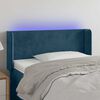 vidaXL Cabeceira cama c/ luzes LED veludo 103x16x78/88 cm azul-escuro