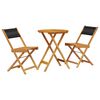 vidaXL 3 pcs conjunto de bistr&ocirc; polipropileno/madeira maci&ccedil;a preto