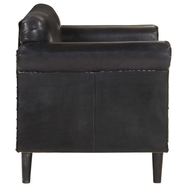 vidaXL Sof&aacute; de 2 lugares em couro genu&iacute;no preto