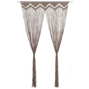 vidaXL Cortina em macram&eacute; 140x240 cm algod&atilde;o cinzento-acastanhado