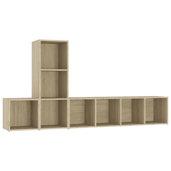 vidaXL 3 pcs conjunto m&oacute;veis de TV derivados madeira carvalho sonoma