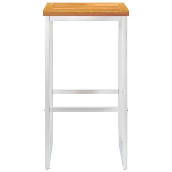 vidaXL Cadeiras de bar 2 pcs madeira ac&aacute;cia maci&ccedil;a e a&ccedil;o inoxid&aacute;vel