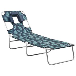 vidaXL Espregui&ccedil;adeira dobr&aacute;vel + almofada cabe&ccedil;a a&ccedil;o design folhas