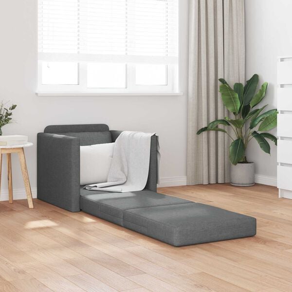 vidaXL Sof&aacute;-Cama 60cm Cinza Escuro tecido