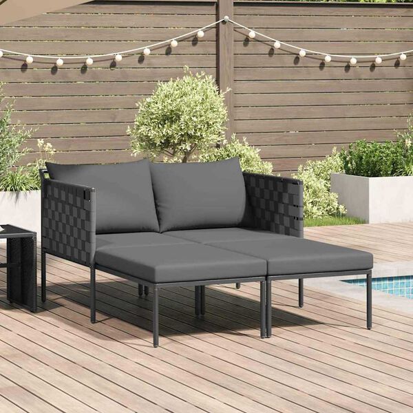 vidaXL Cama de Sol com almofada Antracite 115 x 153 x 69.5cm Aço