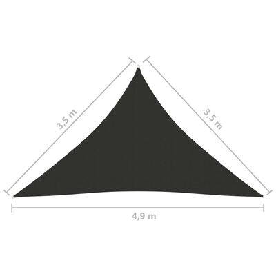 vidaXL Para-sol est. vela tecido oxford triang. 3,5x3,5x4,9m antracite