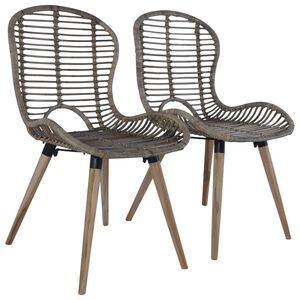 vidaXL Cadeiras de jantar 2 pcs vime genu&iacute;no castanho