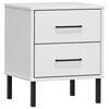 vidaXL Mesa cabeceira c/ pernas de metal OSLO pinho maci&ccedil;o branco