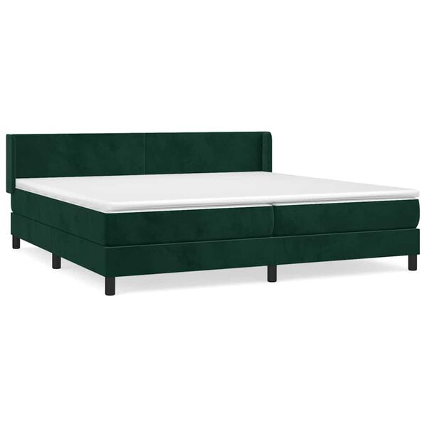 vidaXL Cama com molas/colch&atilde;o 200x200 cm veludo verde-escuro