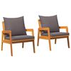 vidaXL Cadeira de Jardim 2 Pe&ccedil;a &Oacute;leo Natural 65 x 59,5 x 72 cm