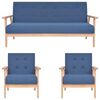 vidaXL 3 pcs conjunto de sof&aacute;s tecido azul