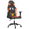vidaXL Cadeira gaming massagens couro artificial preto e laranja