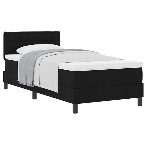 vidaXL Cama Box com colch&atilde;o com cabeceira Preto 80 x 200 cm tecido