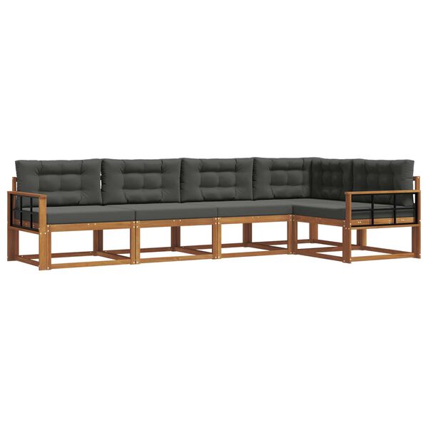 vidaXL Conjunto de Sof&aacute;s para Exterior 5 pcs Natural e Antracite